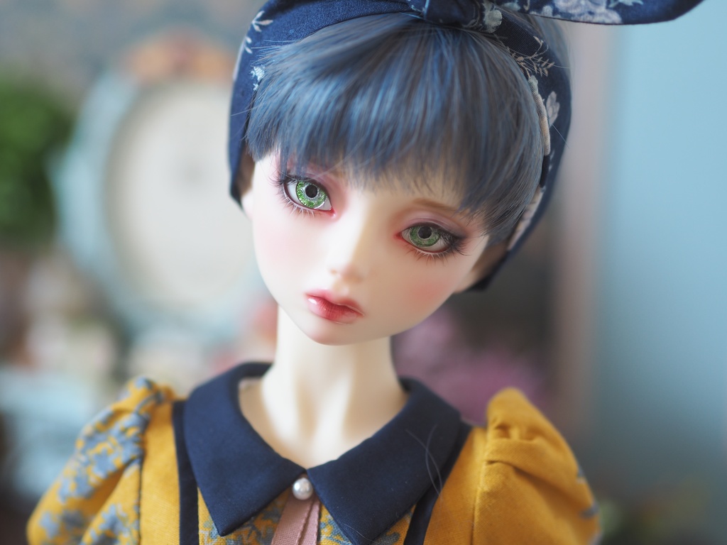 18mm/8.5mm グレー×グリーン ジェムタイプ 七宝グラスアイ