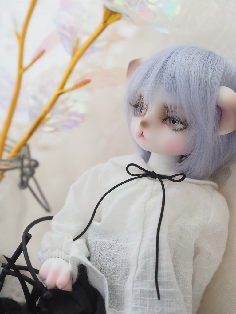 13.5mm/6mm 小虹彩ブルー&ピンク ジェムタイプ 七宝グラスアイ