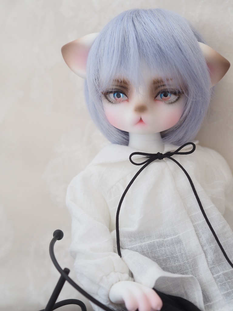 13.5mm/6mm 小虹彩ブルー&ピンク ジェムタイプ 七宝グラスアイ