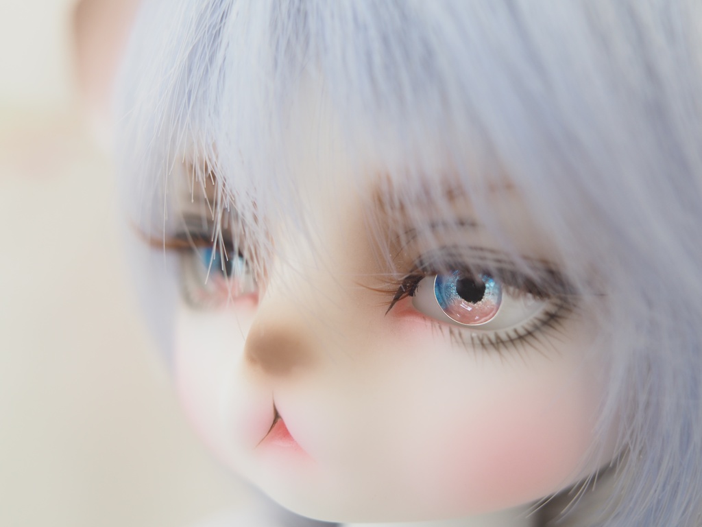 13.5mm/6mm 小虹彩ブルー&ピンク ジェムタイプ 七宝グラスアイ