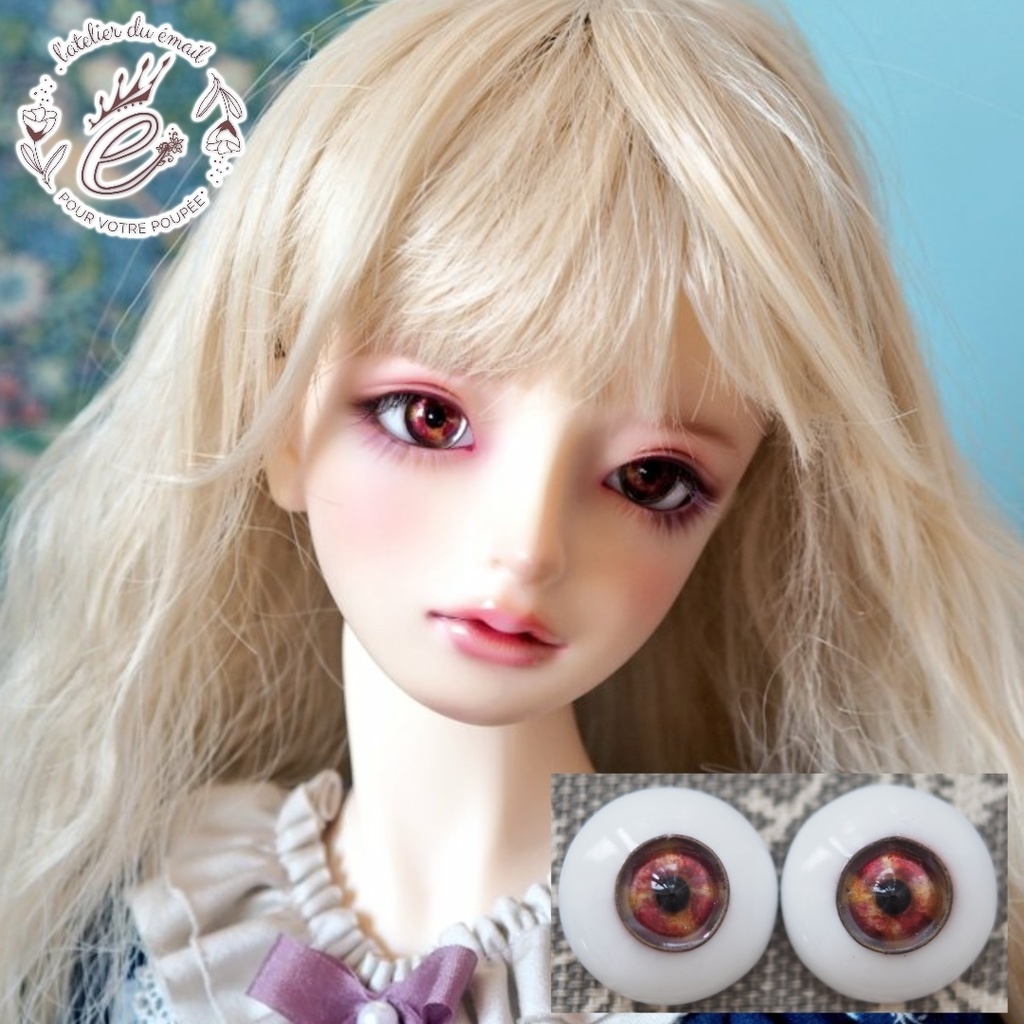 16mm/8.5mm 赤×黄 カッパータイプ 七宝グラスアイ