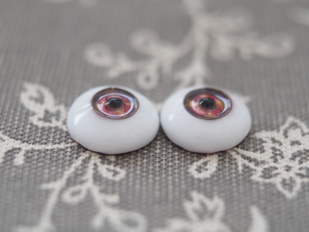16mm/8.5mm 赤×黄 カッパータイプ 七宝グラスアイ