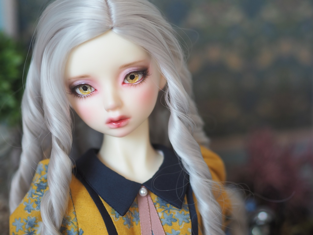 16mm/8mm ブラウン×イエロー系 ジェムタイプ 七宝グラスアイ
