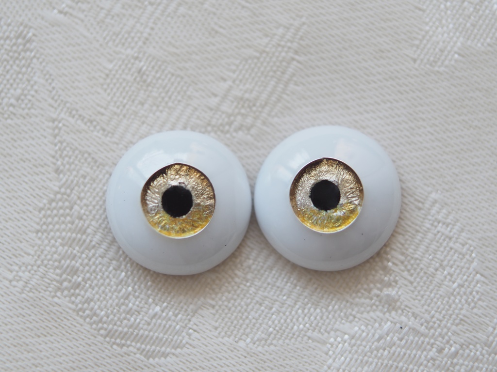 16mm/8mm ブラウン×イエロー系 ジェムタイプ 七宝グラスアイ