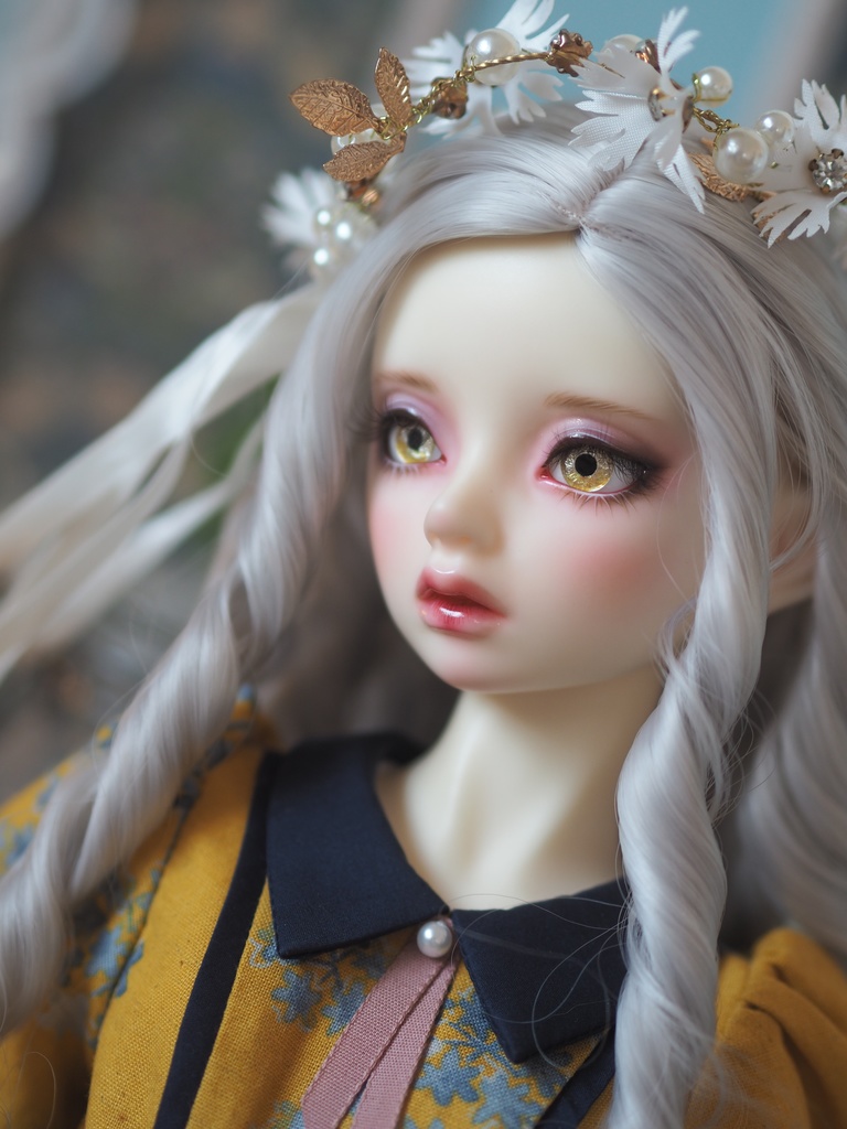 16mm/8mm ブラウン×イエロー系 ジェムタイプ 七宝グラスアイ