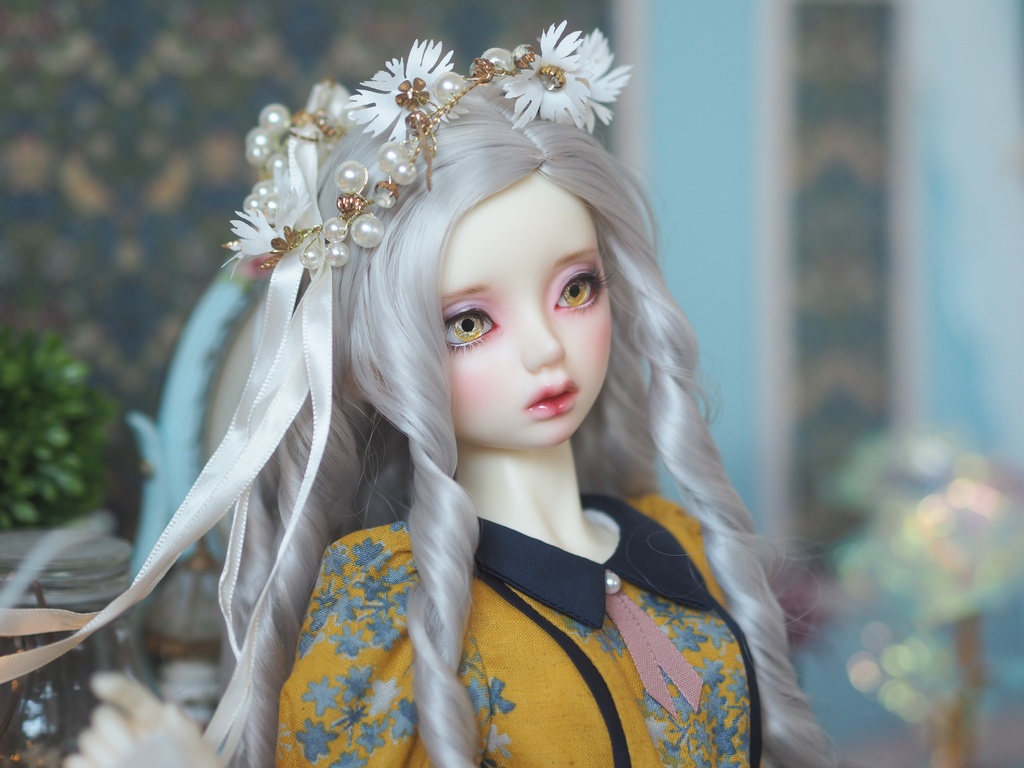 16mm/8mm ブラウン×イエロー系 ジェムタイプ 七宝グラスアイ