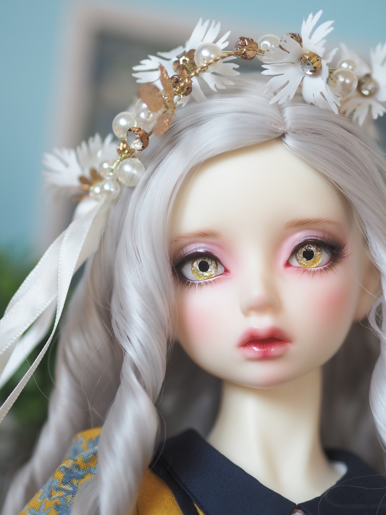 16mm/8mm ブラウン×イエロー系 ジェムタイプ 七宝グラスアイ