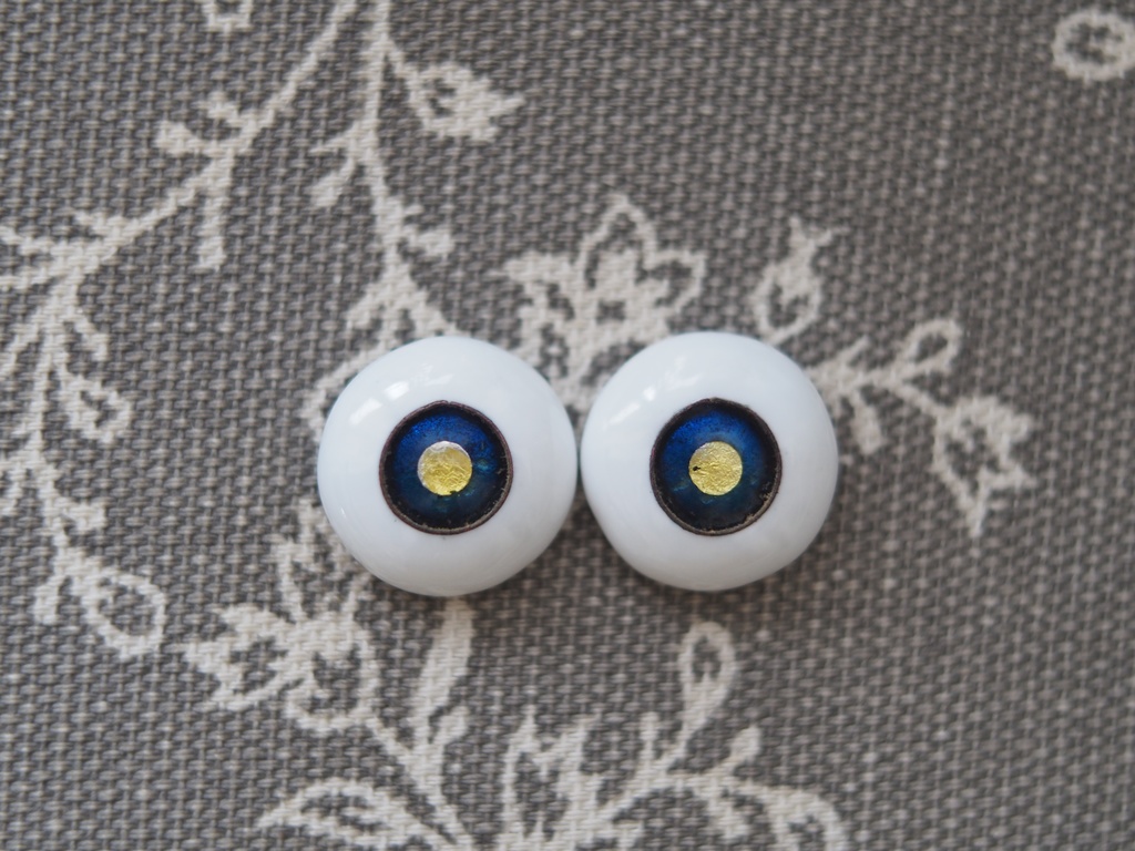 16mm/8mm 濃紺×黄（満月）カッパータイプ 七宝グラスアイ