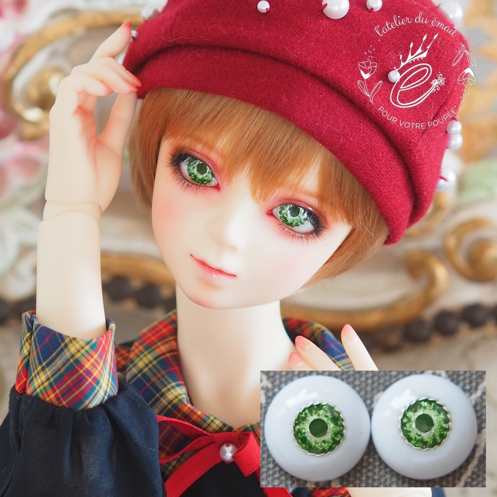 18mm/9mm グリーン系 より線ジェムタイプ 七宝グラスアイ