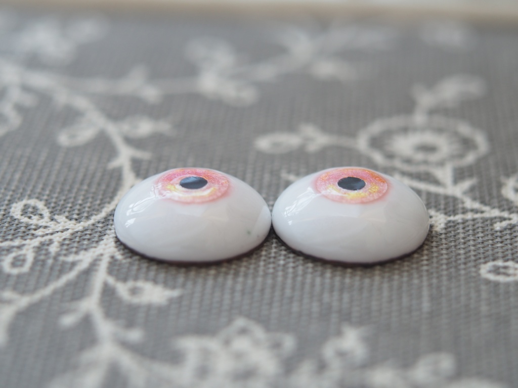 18mm/9mm ピンク×イエロー系 水彩タイプ 七宝グラスアイ