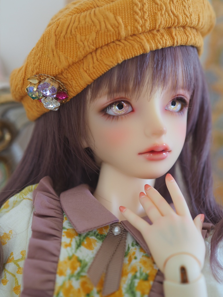 18mm/9mm ピンク×イエロー系 水彩タイプ 七宝グラスアイ