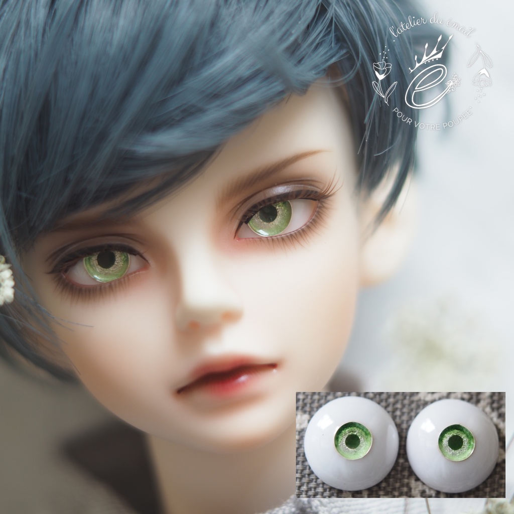 13mm/5.5mm ライトグリーン ジェムタイプ 七宝グラスアイ