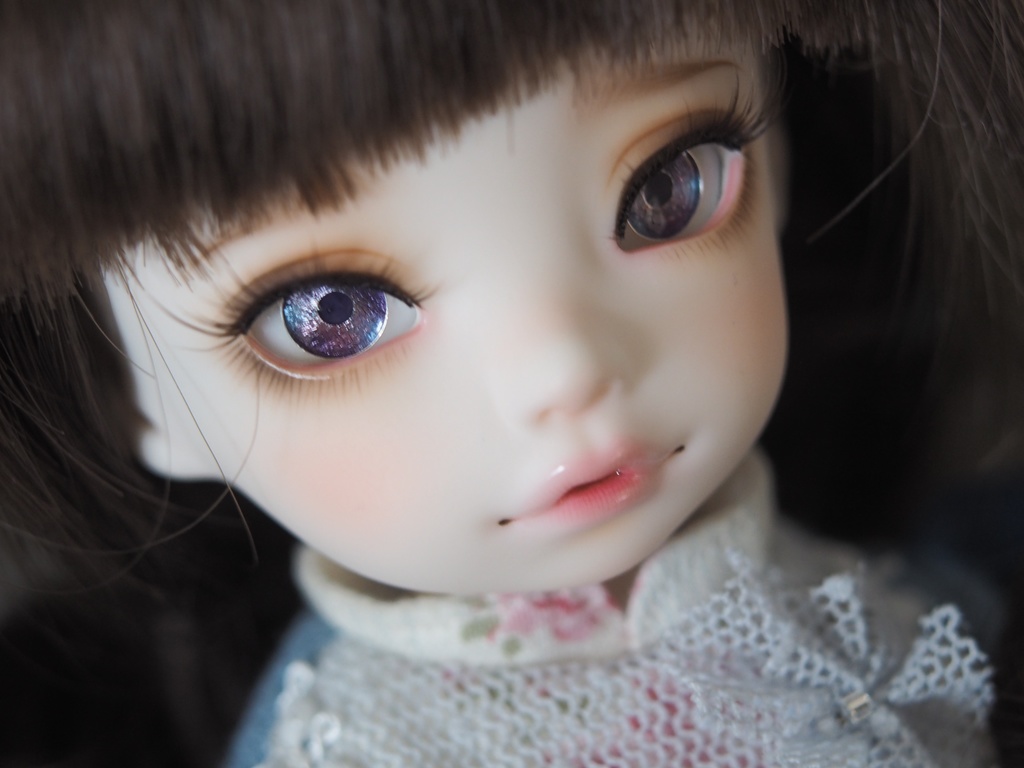 14mm/6mm 濃紫×水色 ジェムタイプ 七宝グラスアイ