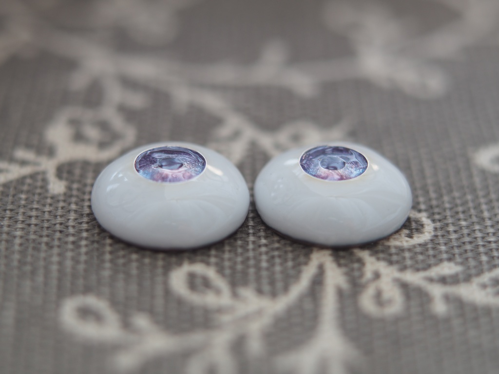 14mm/6mm 濃紫×水色 ジェムタイプ 七宝グラスアイ