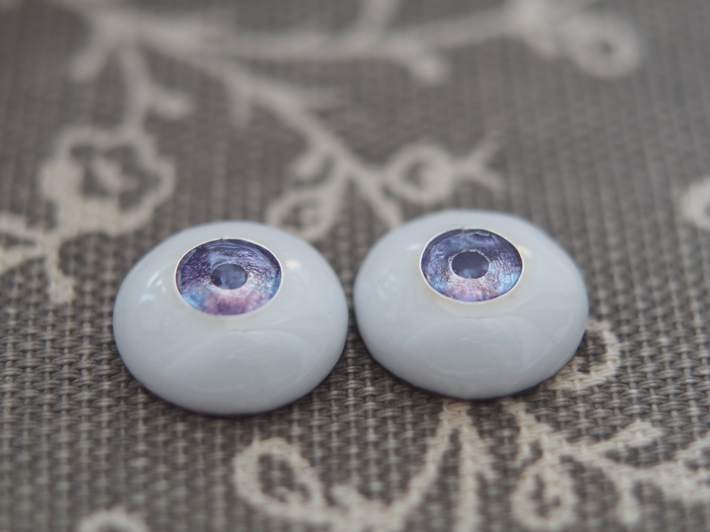 14mm/6mm 濃紫×水色 ジェムタイプ 七宝グラスアイ