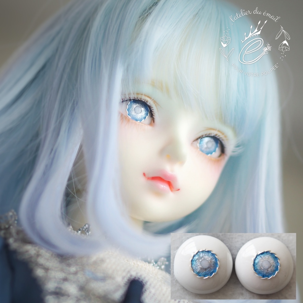 14mm/7mm ネモフィラブルー より線ジェムタイプ 七宝グラスアイ