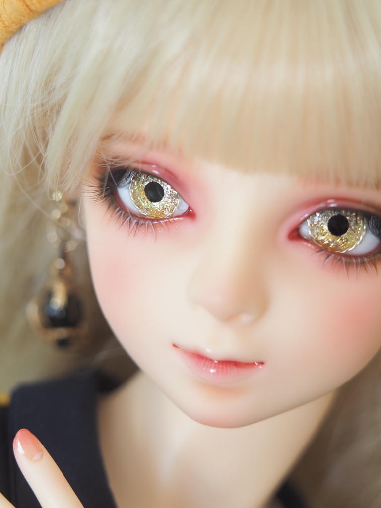 16mm/9mm ベージュ×ゴールド+金箔 より線ジェムタイプ 七宝グラスアイ