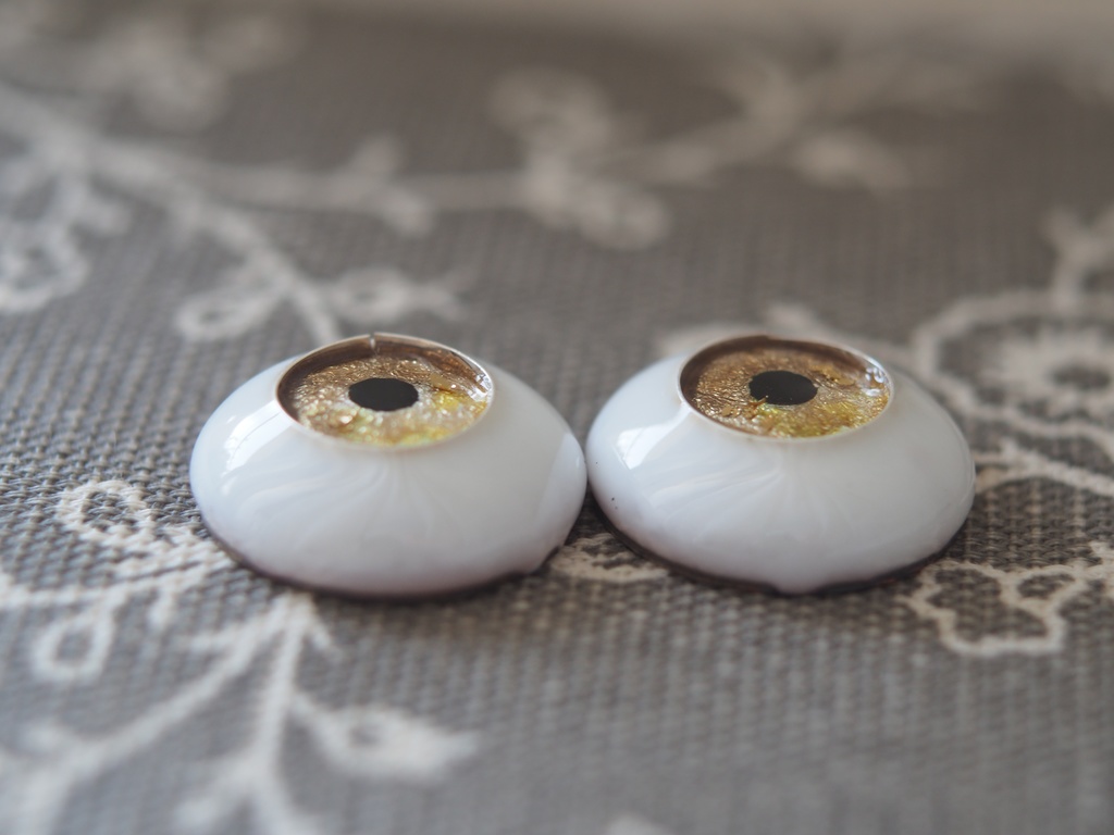 19mm/10.5mm ブラウン×ゴールド+金箔 ジェムタイプ 七宝グラスアイ