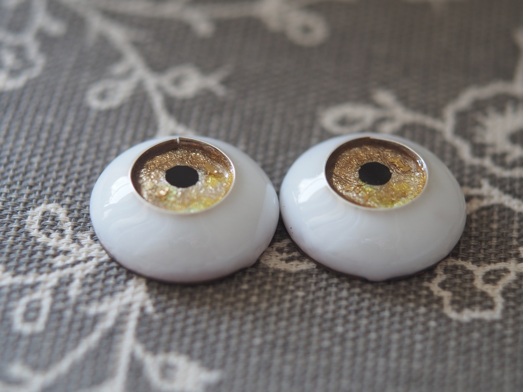 19mm/10.5mm ブラウン×ゴールド+金箔 ジェムタイプ 七宝グラスアイ