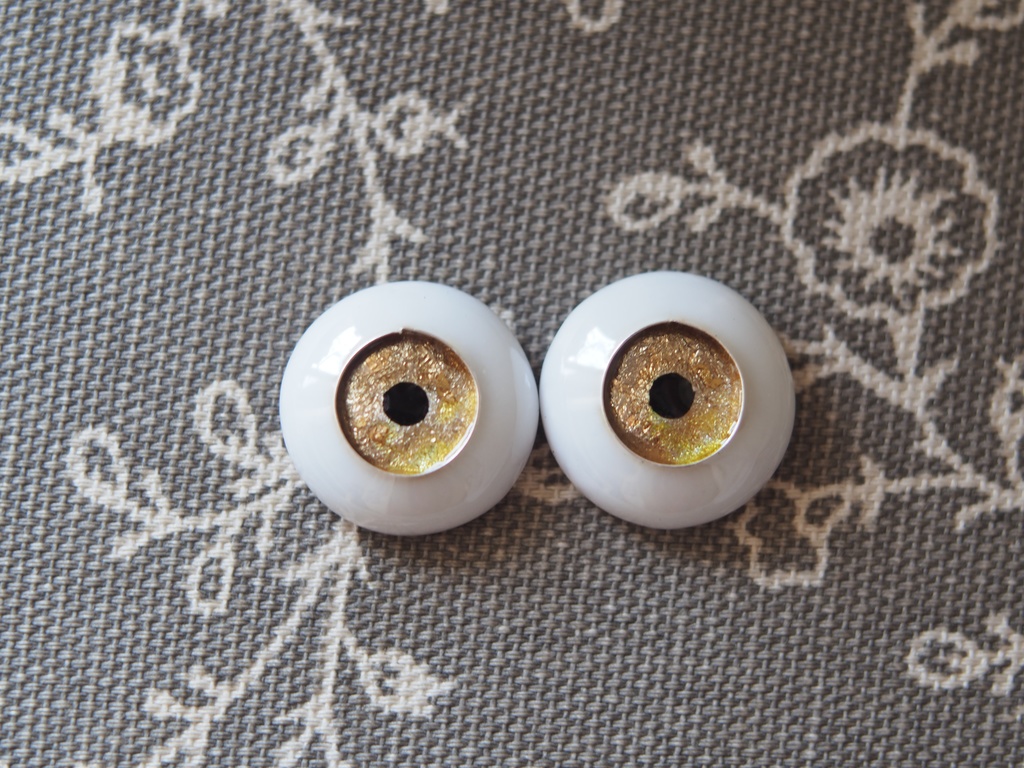 19mm/10.5mm ブラウン×ゴールド+金箔 ジェムタイプ 七宝グラスアイ