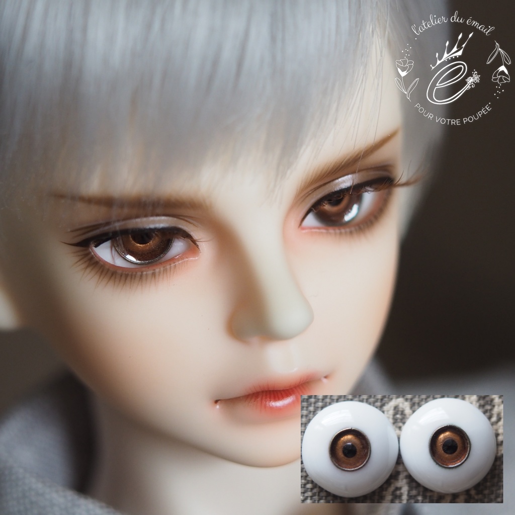 14mm/6mm 茶色カッパータイプ 七宝グラスアイ