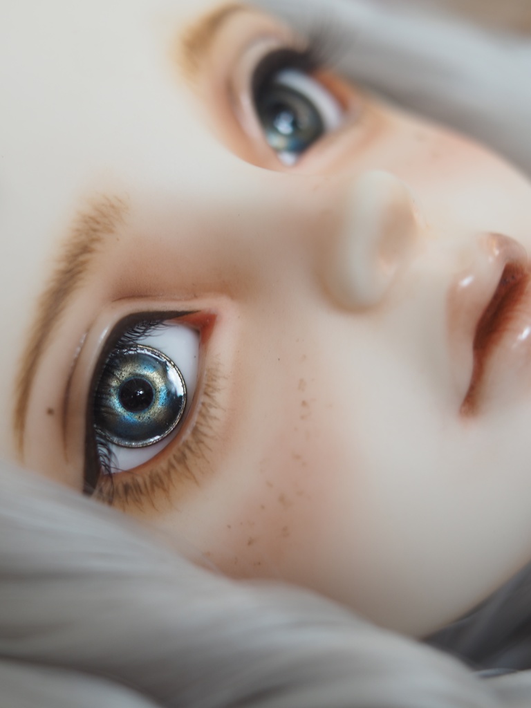 15.5mm/8mm ベージュ×ブルー系カッパータイプ 七宝グラスアイ