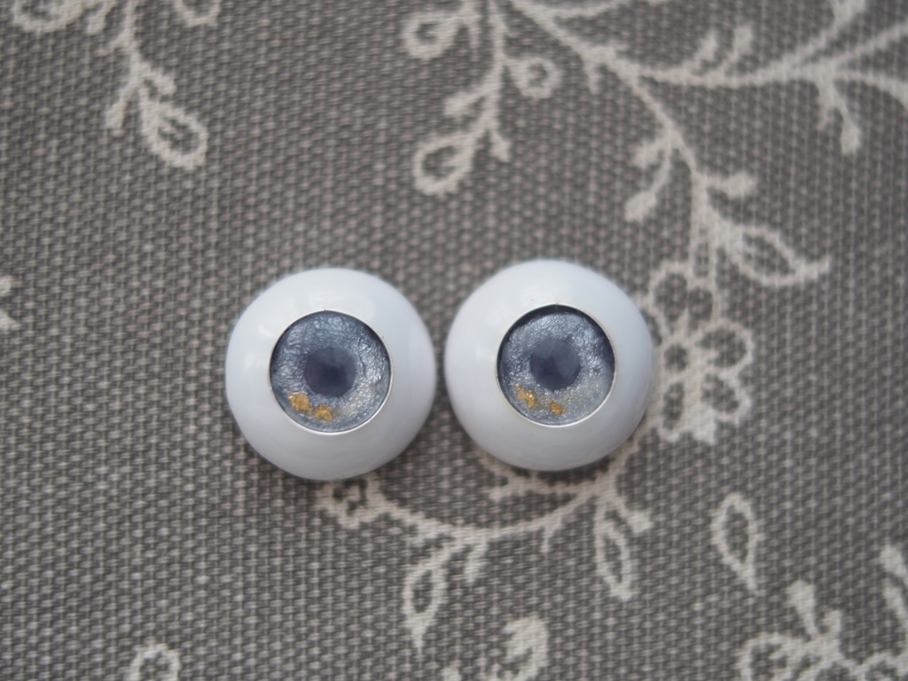 18mm/10.5mm グレーグラデーション+金箔 ジェムタイプ 七宝グラスアイ