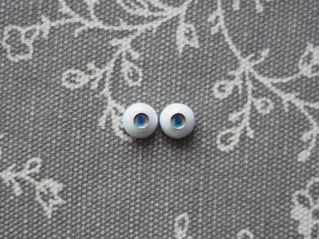 8mm/3.5mm グレー×ライトブルー ジェムタイプ 七宝グラスアイ