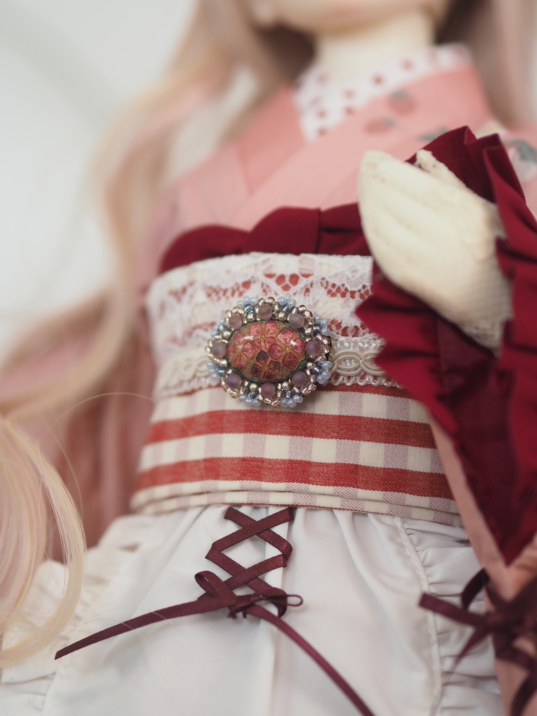 紫陽花の七宝焼き×ビーズ刺繍 ドールサイズブローチ