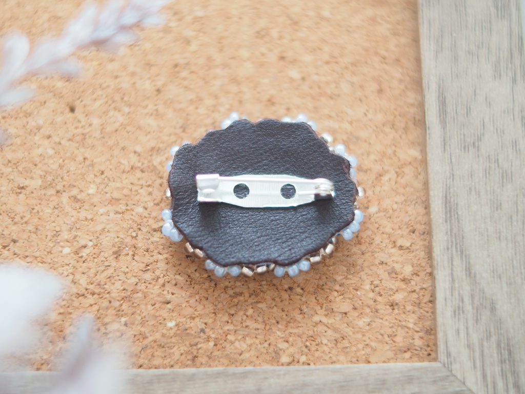 紫陽花の七宝焼き×ビーズ刺繍 ドールサイズブローチ