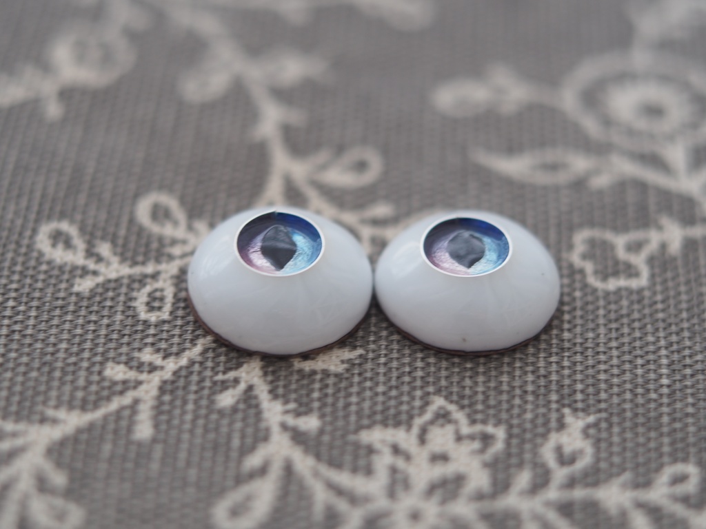17mm/8mm 紫陽花ハーフカラー猫目 ジェムタイプ 七宝グラスアイ