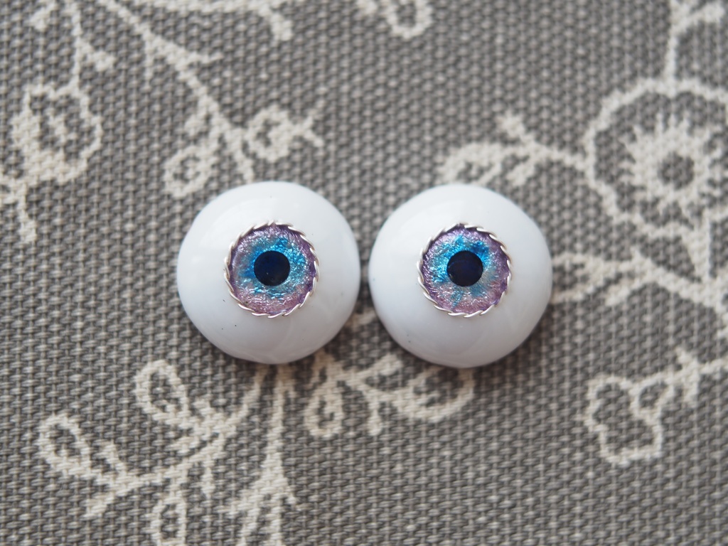 16.5mm/8.5mm 紫陽花ブルー×パープルより線ジェムタイプ 七宝グラスアイ