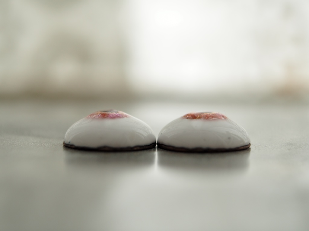 【B品】16.5mm/8mm 赤系水彩タイプ 七宝グラスアイ