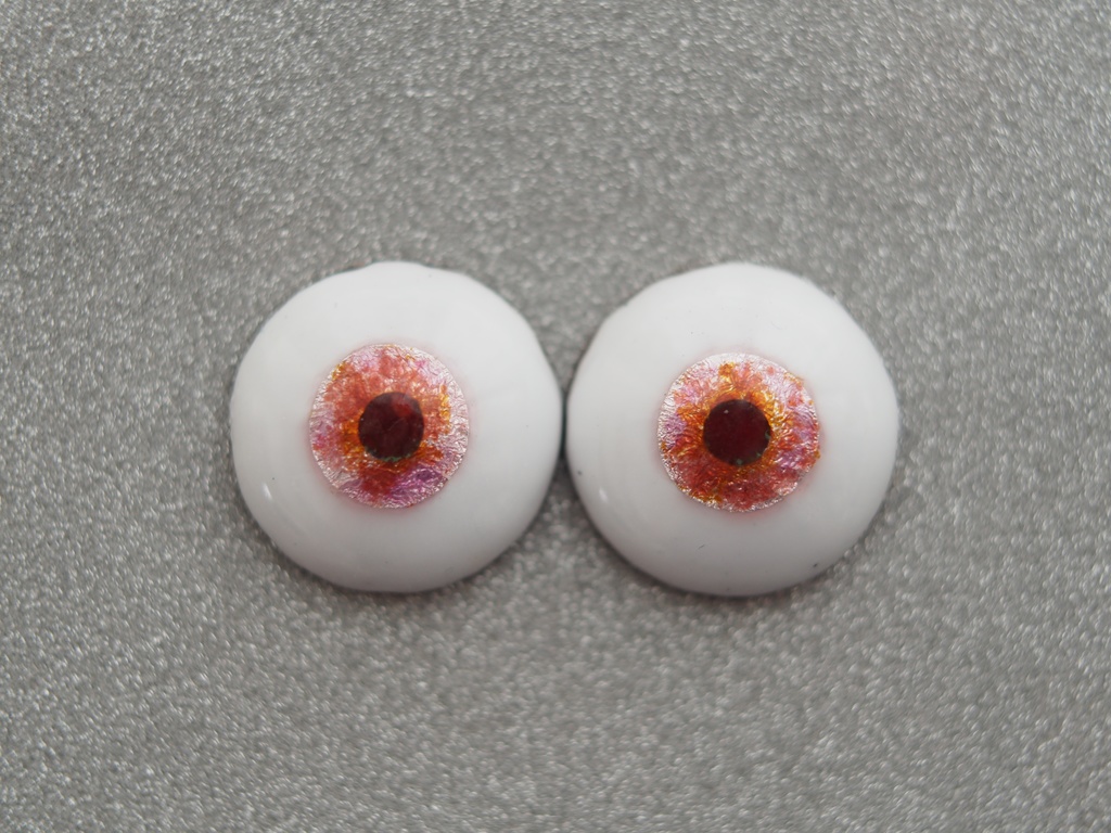【B品】16.5mm/8mm 赤系水彩タイプ 七宝グラスアイ