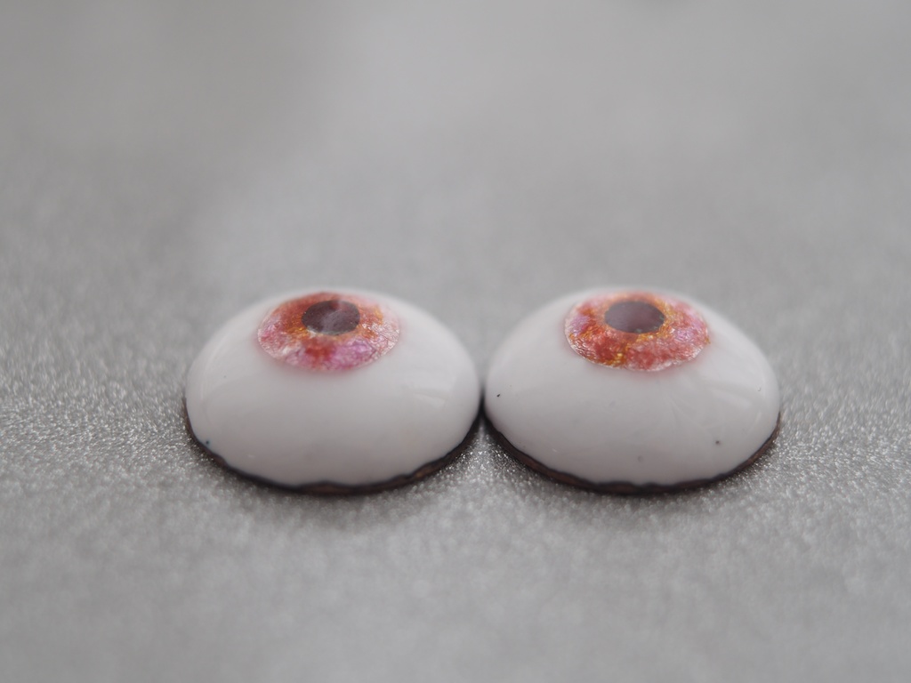 【B品】16.5mm/8mm 赤系水彩タイプ 七宝グラスアイ