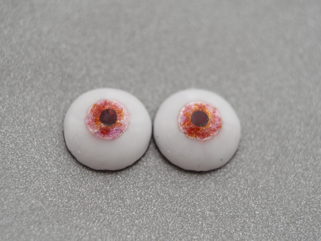 【B品】16.5mm/8mm 赤系水彩タイプ 七宝グラスアイ