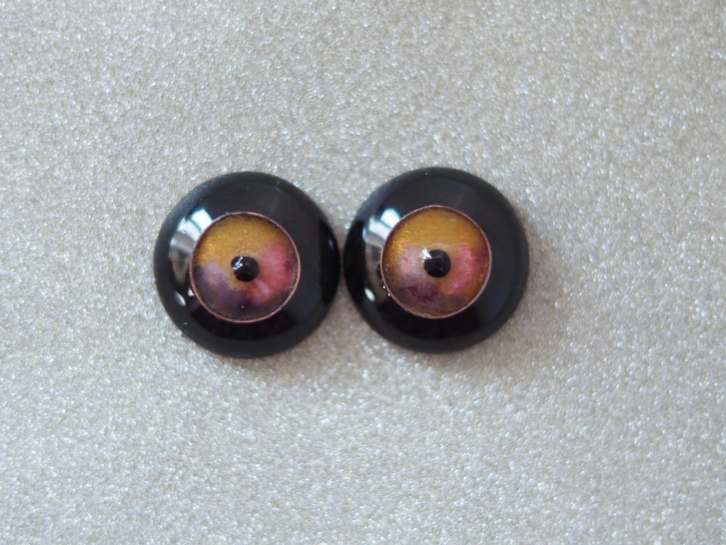 【B品】18mm/10.5mm イエロー×ピンク×パープル(黒白目)カッパータイプ 七宝グラスアイ