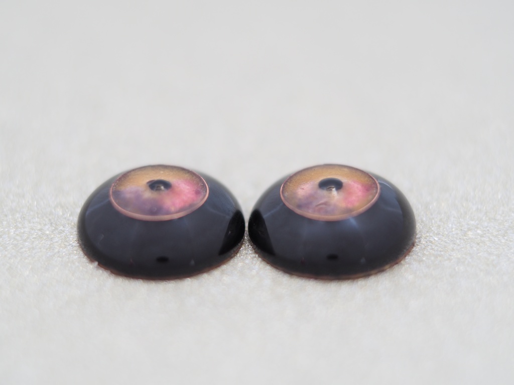 【B品】18mm/10.5mm イエロー×ピンク×パープル(黒白目)カッパータイプ 七宝グラスアイ