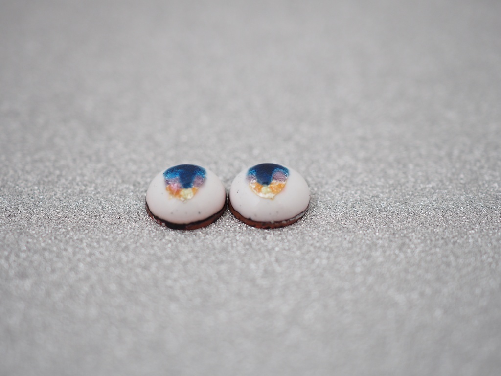 8mm/5-4mm ブルー×オレンジ アニメ風水彩タイプ 七宝グラスアイ