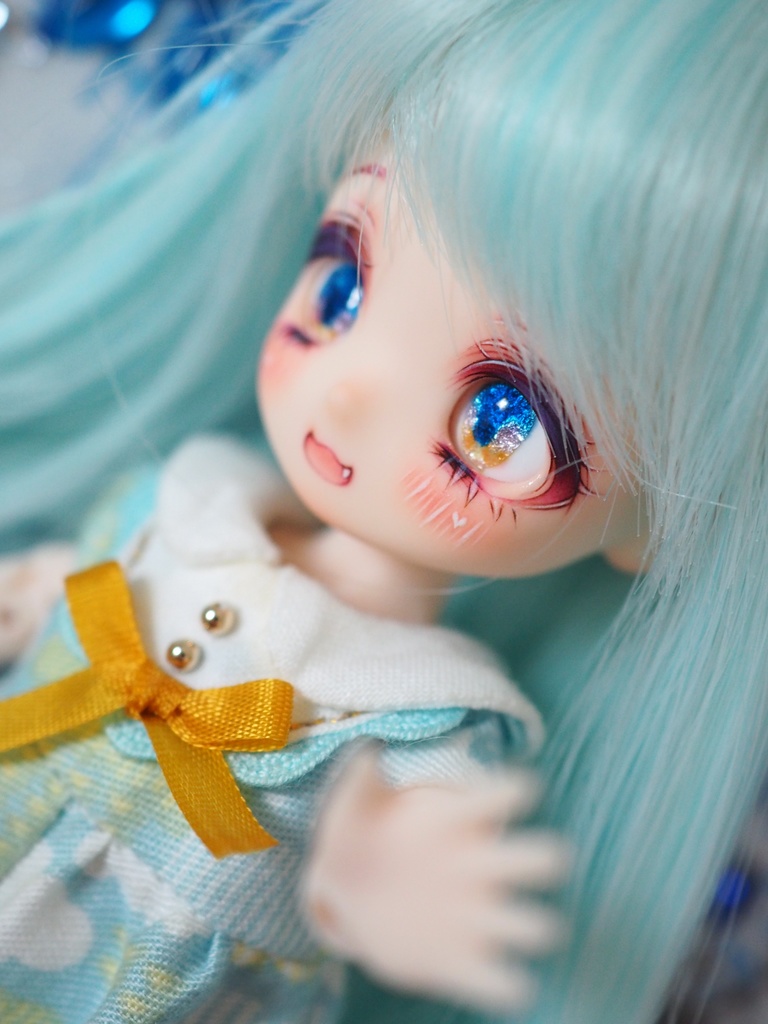 8mm/5-4mm ブルー×オレンジ アニメ風水彩タイプ 七宝グラスアイ