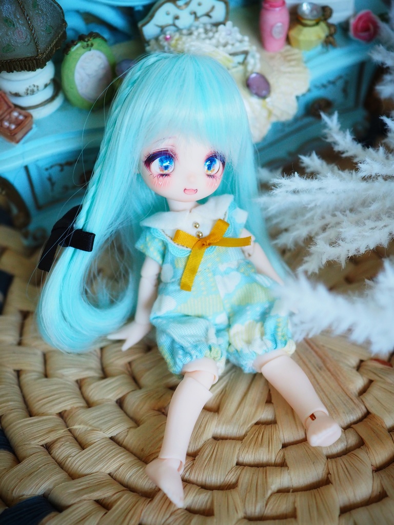 8mm/5-4mm ブルー×オレンジ アニメ風水彩タイプ 七宝グラスアイ