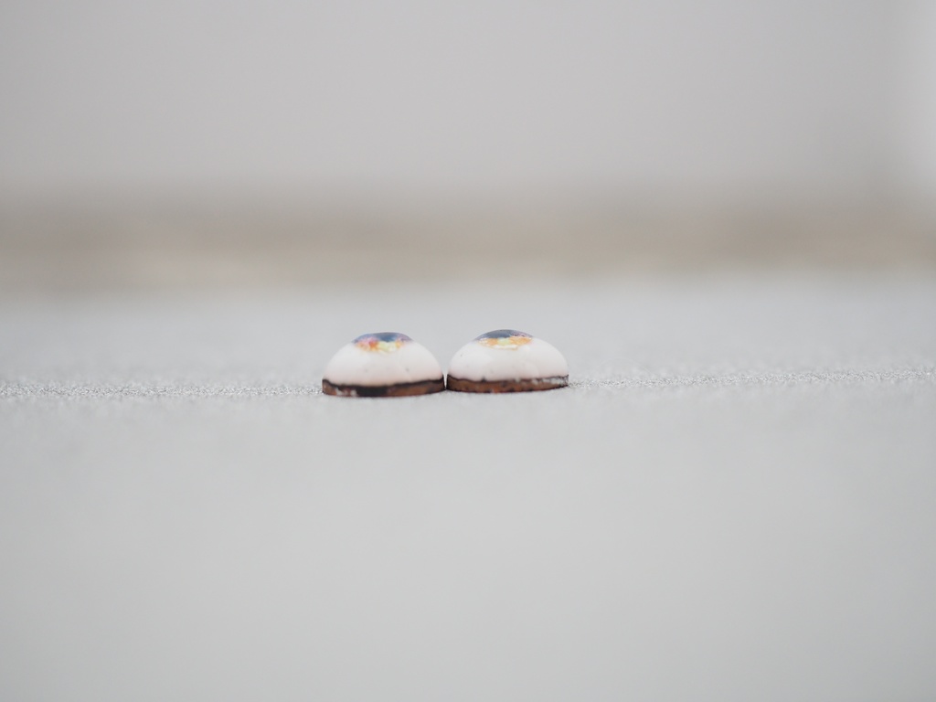 8mm/5-4mm ブルー×オレンジ アニメ風水彩タイプ 七宝グラスアイ