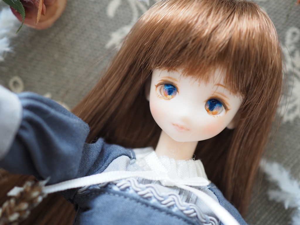 8mm/5-4mm ブルー×オレンジ アニメ風水彩タイプ 七宝グラスアイ