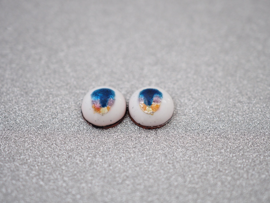 8mm/5-4mm ブルー×オレンジ アニメ風水彩タイプ 七宝グラスアイ