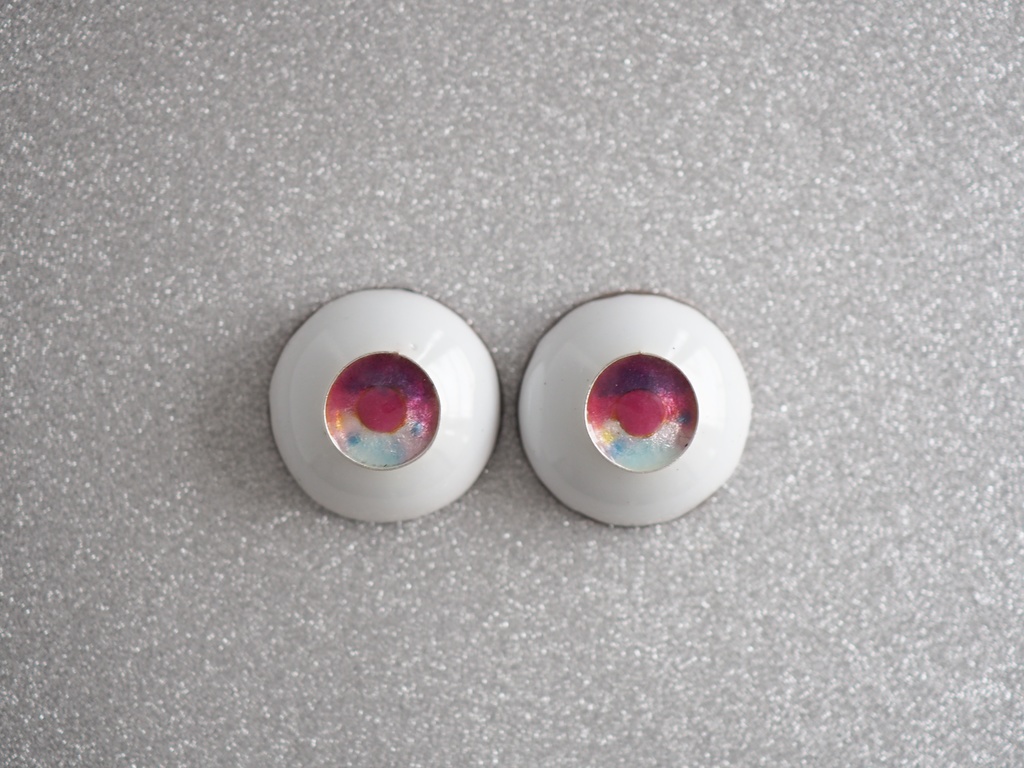 16.5mm/8mm ピンク×ライトブルー ジェムタイプ 七宝グラスアイ