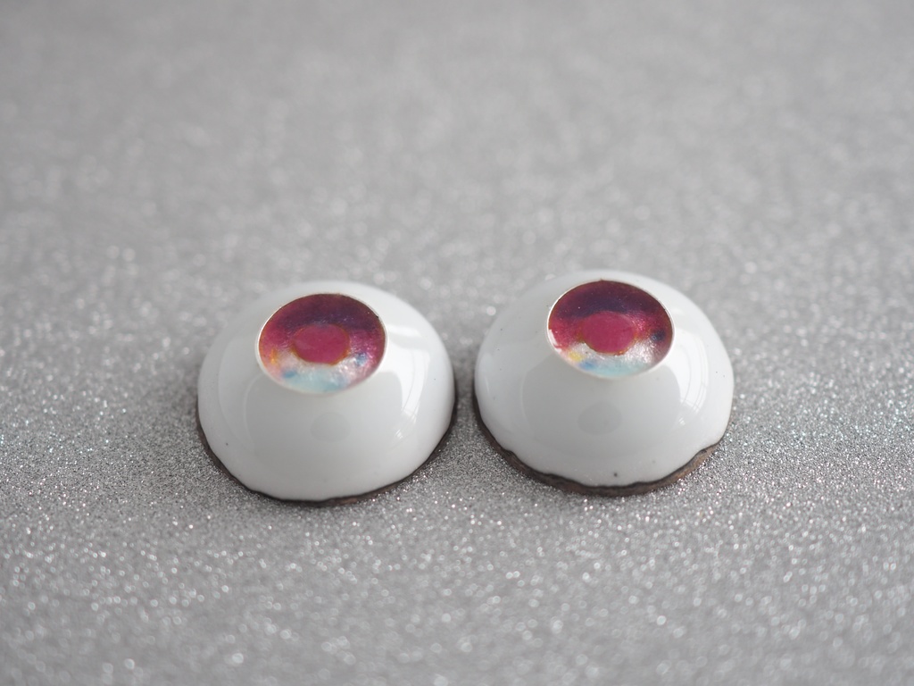 16.5mm/8mm ピンク×ライトブルー ジェムタイプ 七宝グラスアイ