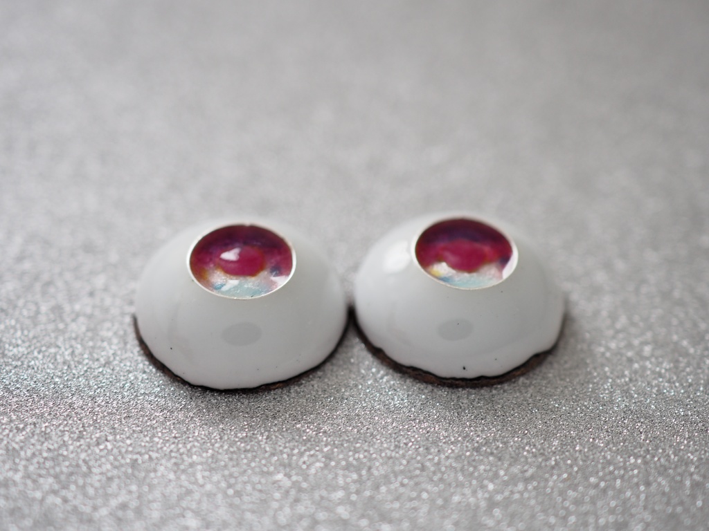 16.5mm/8mm ピンク×ライトブルー ジェムタイプ 七宝グラスアイ