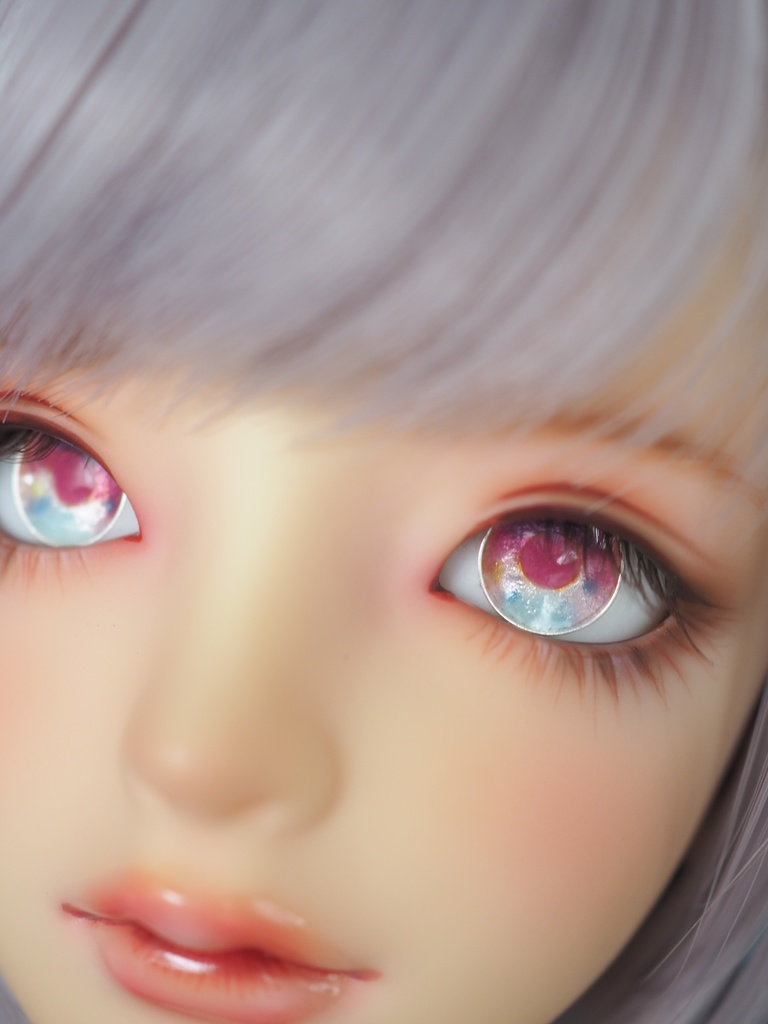 16.5mm/8mm ピンク×ライトブルー ジェムタイプ 七宝グラスアイ