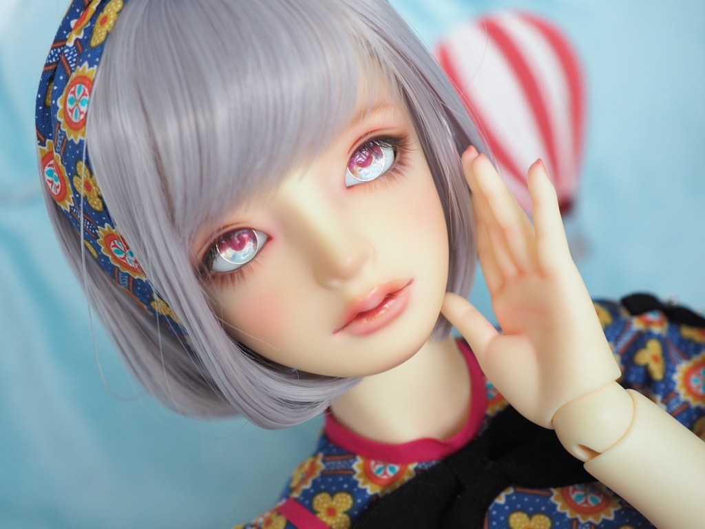 16.5mm/8mm ピンク×ライトブルー ジェムタイプ 七宝グラスアイ