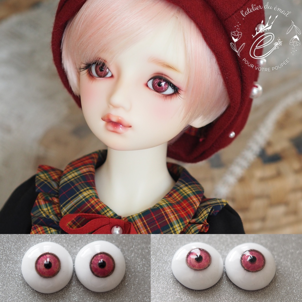 15.5mm/7.5mm 淡赤系カッパータイプ 七宝グラスアイ